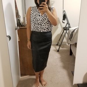 Faux leather midi skirt